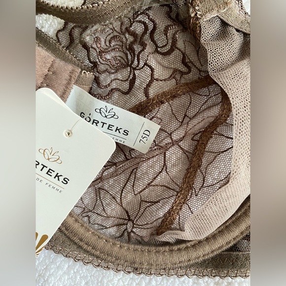 NWT Gorteks Lace Underwire Demi Bra in Mocha - Picture 5 of 14